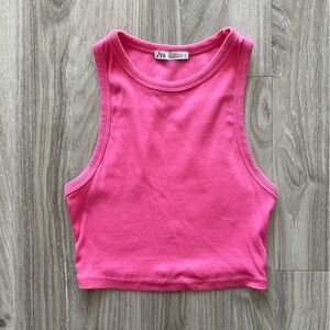 Zara Vibrant Pink Ribbed Top